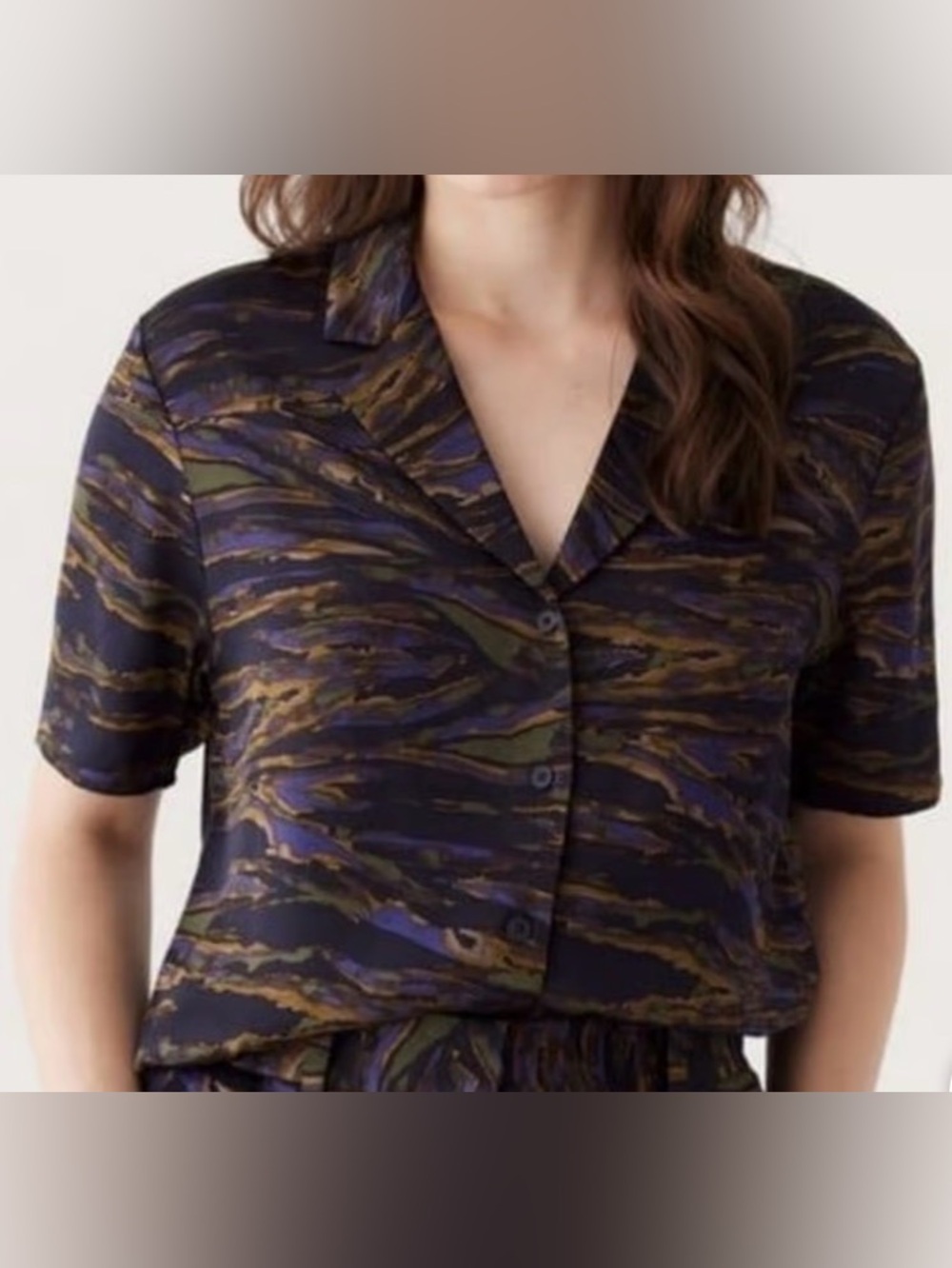NWT - Frank & Oak Abstract Print Satin Camp Shirt XS & S